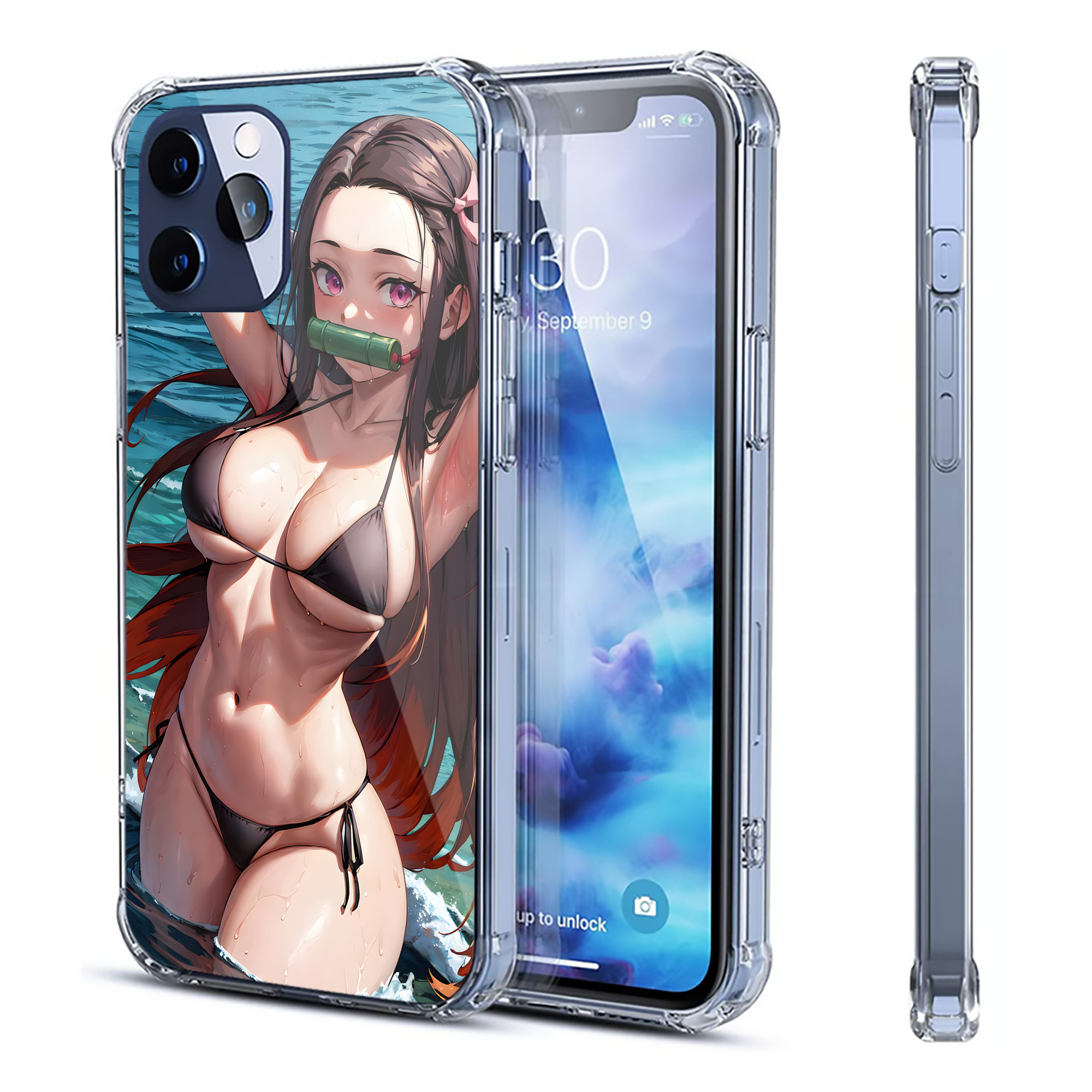 （画像用） 鬼滅の刃（きめつのやいば）竈門 禰󠄀豆子／かまど ねずこ Kamado Nezuko 【iPhone 12シリーズ対応】透明スマホケース（クリアソフトケース）